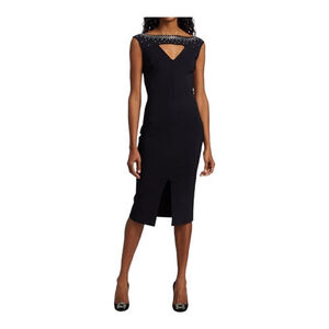 CHIARA BONI La Petite Robe Black Sumaj Embellished   Sheath Dress Size 6 NWT